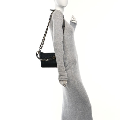 Chanel Calfskin Wool Felt Embossed Small Gabrielle Logo Hobo Black 2 of 9