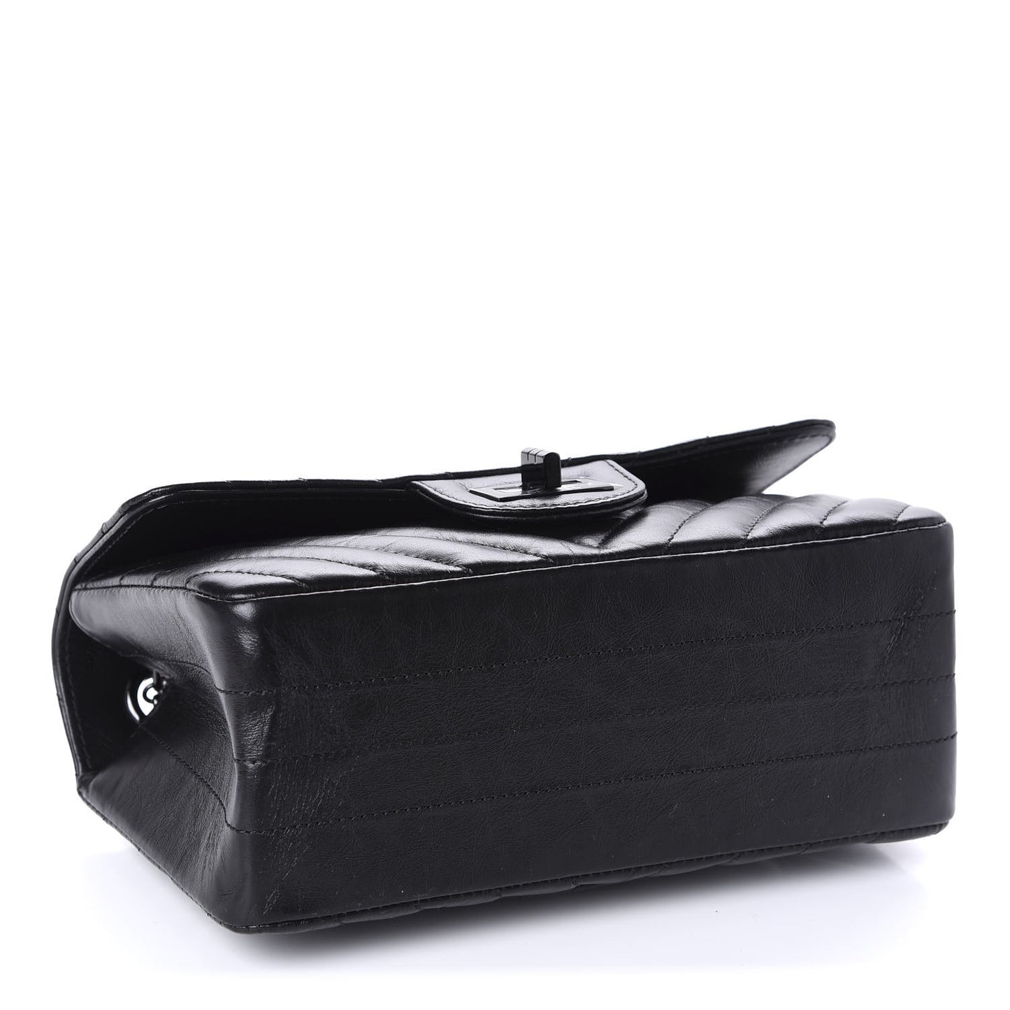 Aged Calfskin Chevron Quilted 2.55 Reissue Mini Flap So Black