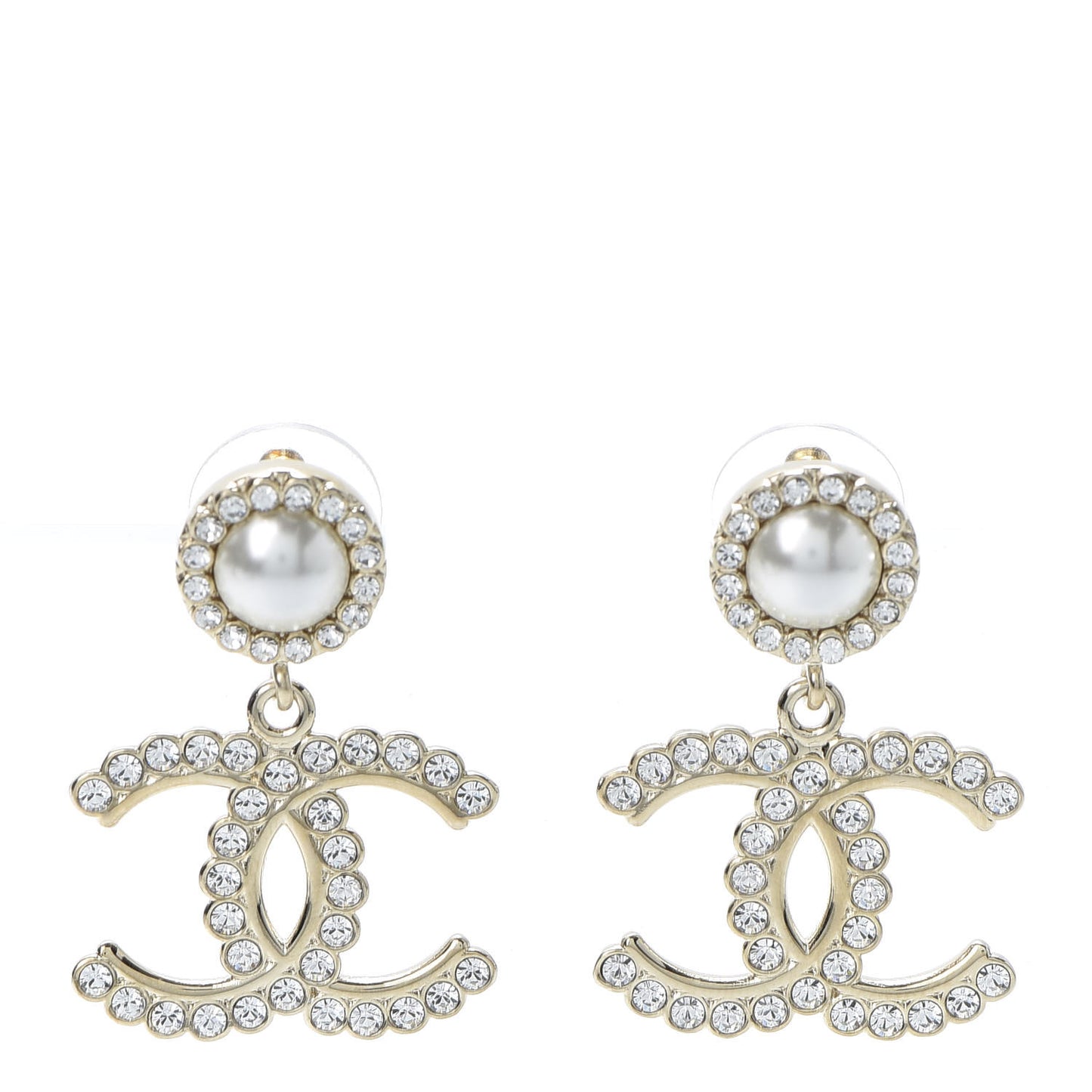 Crystal Pearl Bow-tiful CC Drop Earrings Gold