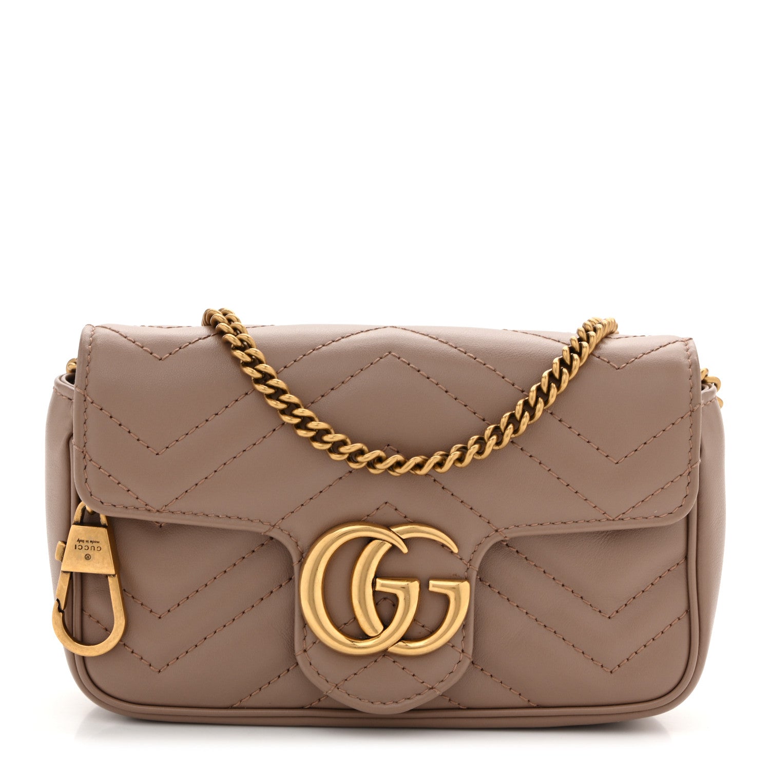 Gucci Calfskin Matelasse Super Mini GG Marmont Shoulder Bag Porcelain Rose 1 of 12