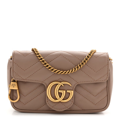 Gucci Calfskin Matelasse Super Mini GG Marmont Shoulder Bag Porcelain Rose 1 of 12