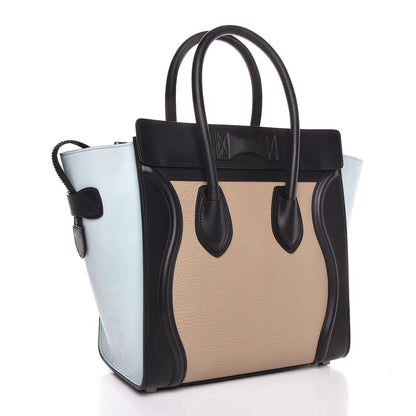 Celine Bullhide Calfskin Nubuck Micro Tri-Color Luggage Beige 3 of 12
