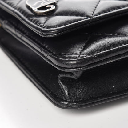 Chanel Aged Calfskin Quilted Lucky Charms 2.55 Reissue Wallet On Chain WOC Black 10 of 11