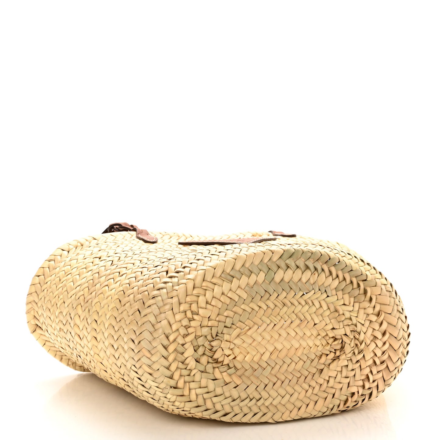 Palmitto Vitello Woven Braided Large Basket Tote Bag Naturale Cognac
