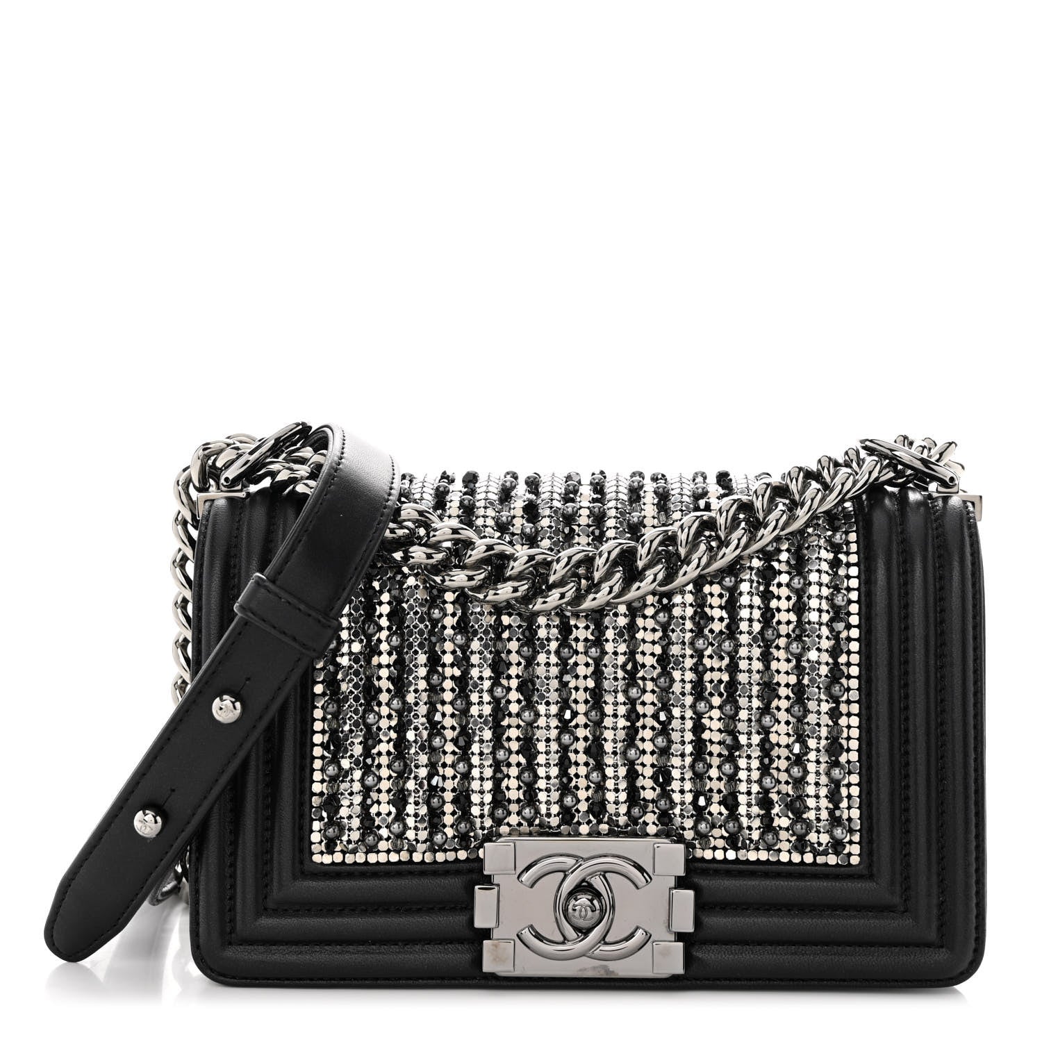 Chanel Lambskin Glass Pearl Embroidered Small Boy Flap Black 1 of 11
