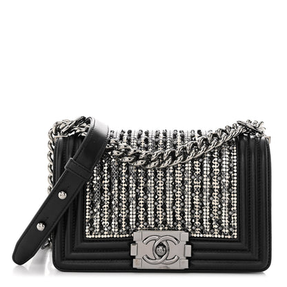 Chanel Lambskin Glass Pearl Embroidered Small Boy Flap Black 1 of 11