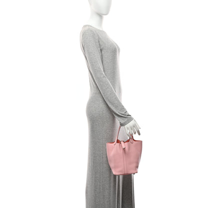 Hermes Taurillon Clemence Picotin Lock 18 PM Rose Sakura 2 of 10