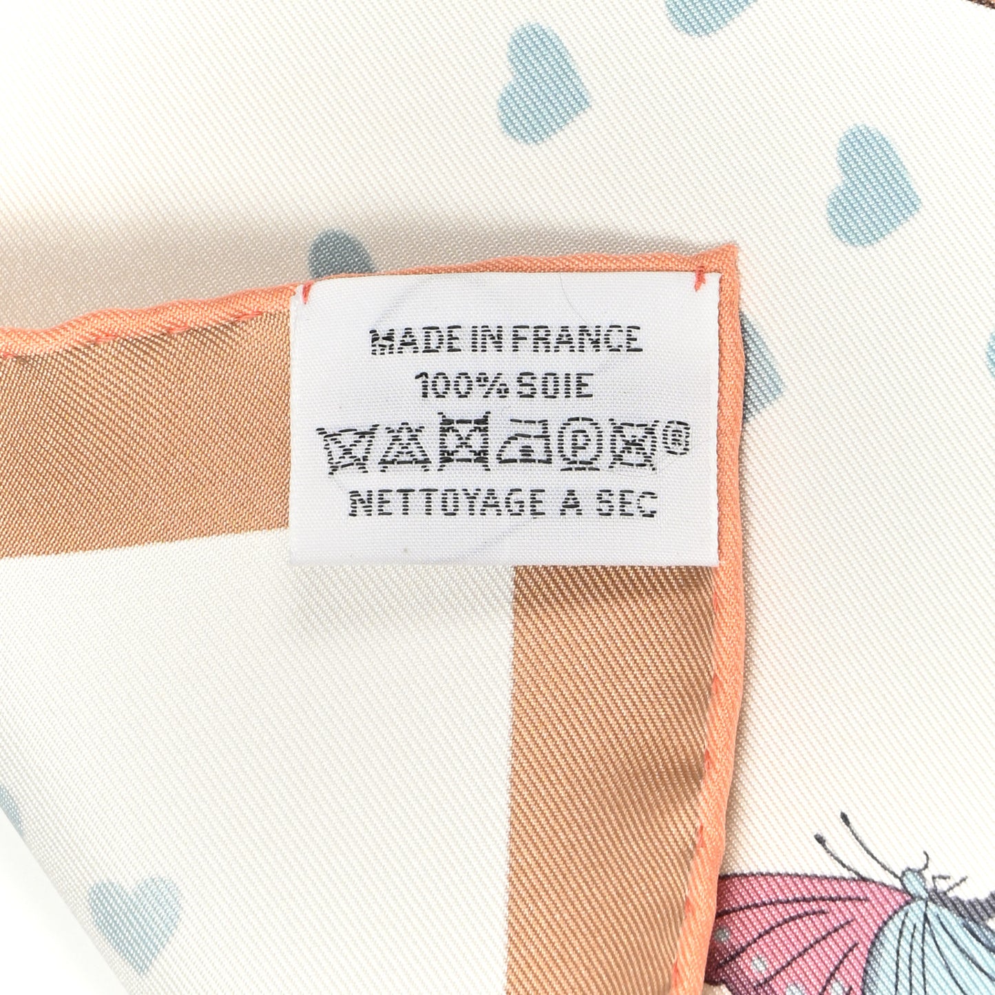 Silk Hermes Story Scarf 90 White Beige Multicolor