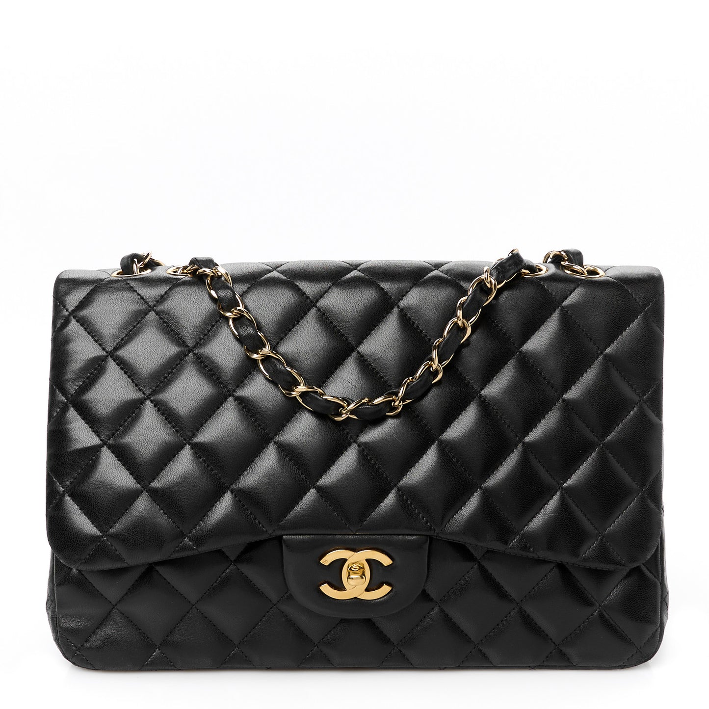 Lambskin Quilted Jumbo Single Flap Black