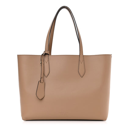 Burberry Grainy Calfskin Haymarket Check Medium Reversible Tote Camel 1 of 15