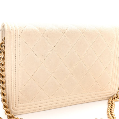 Chanel Caviar Quilted Boy Wallet On Chain WOC White 12 of 13