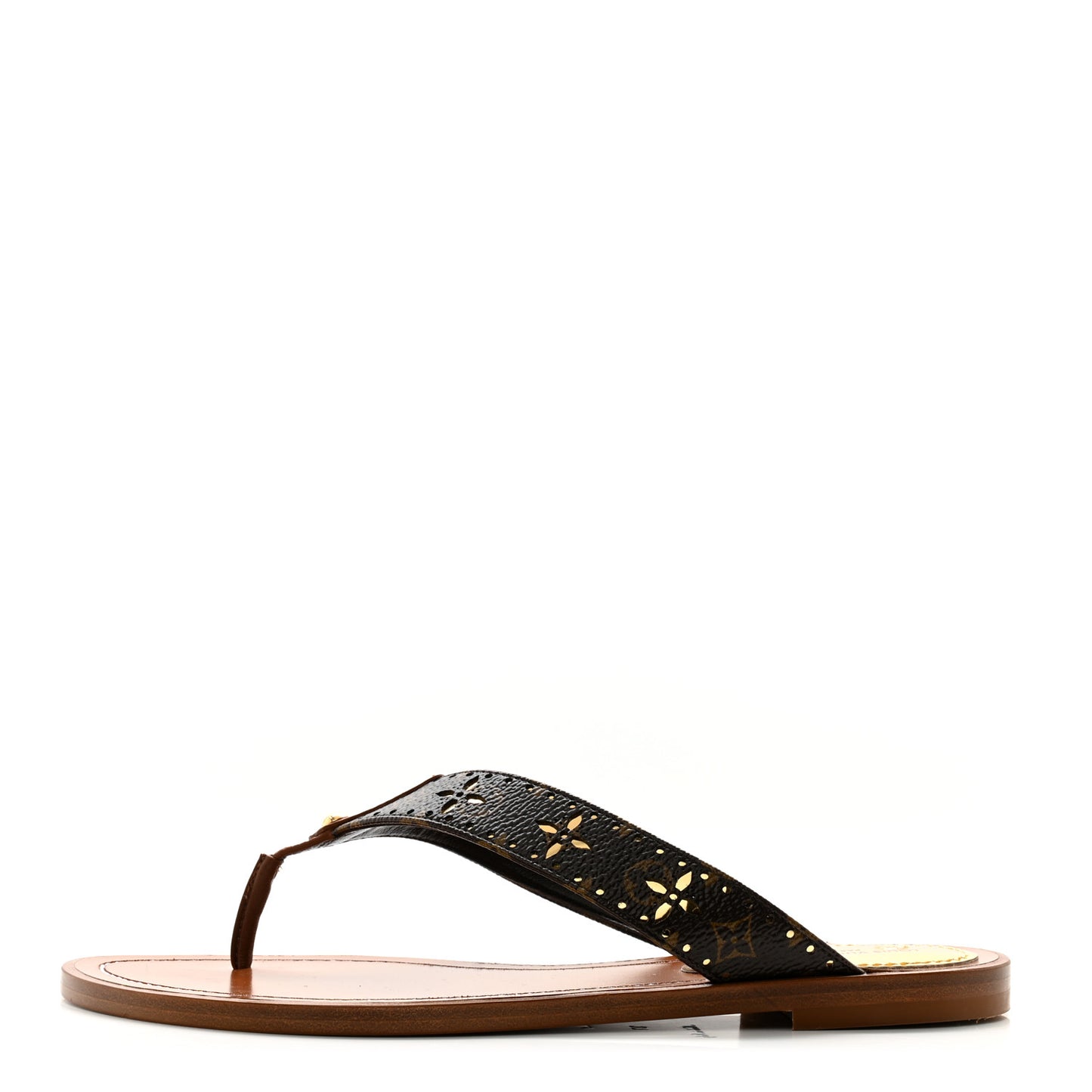 Monogram Sunny Flat Thong Sandals 37 Brown