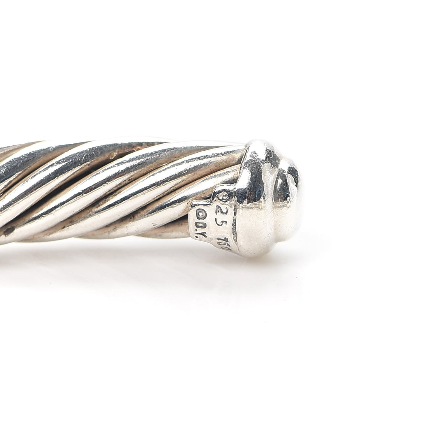 Sterling Silver 18K White Gold Diamond 7mm Cable Classics Station Bracelet