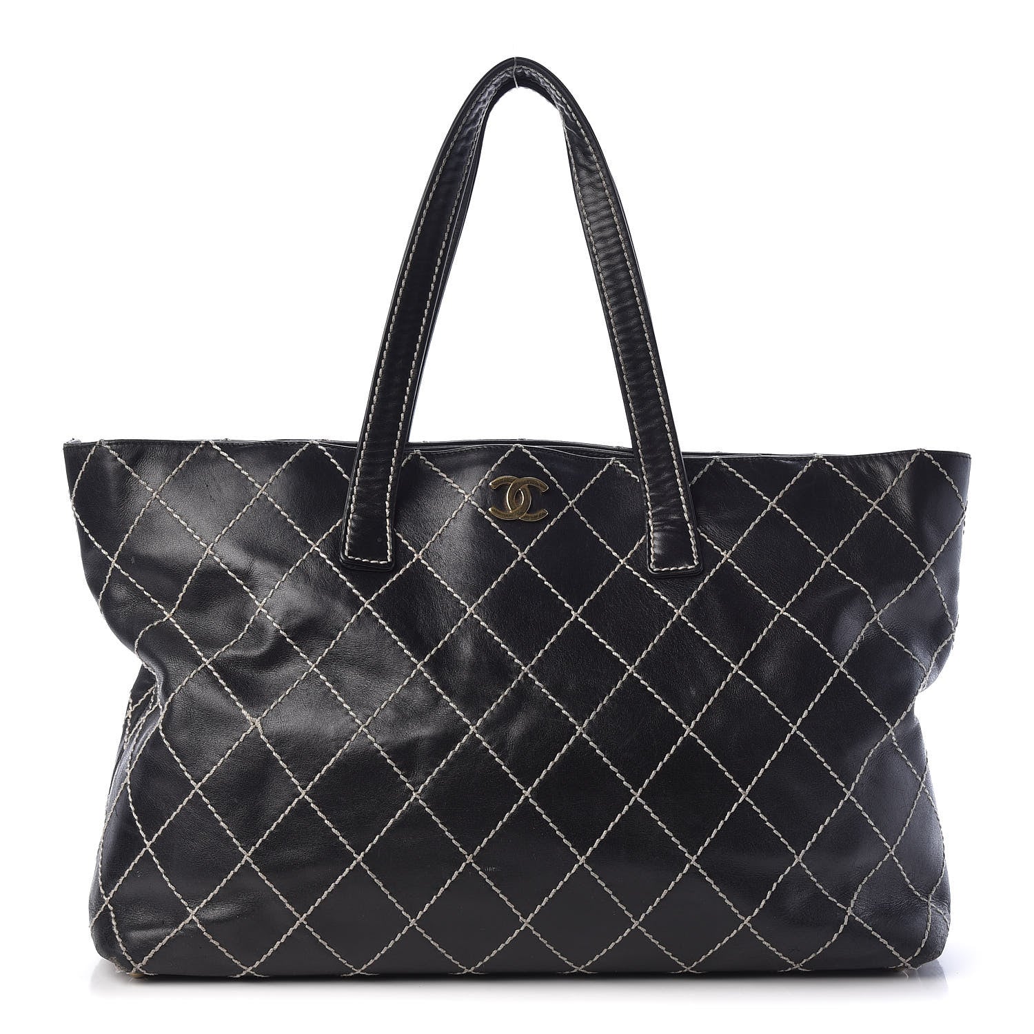 Chanel Calfskin Contrast Stitch Surpique Tote Black 1 of 14