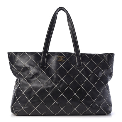Chanel Calfskin Contrast Stitch Surpique Tote Black 1 of 14