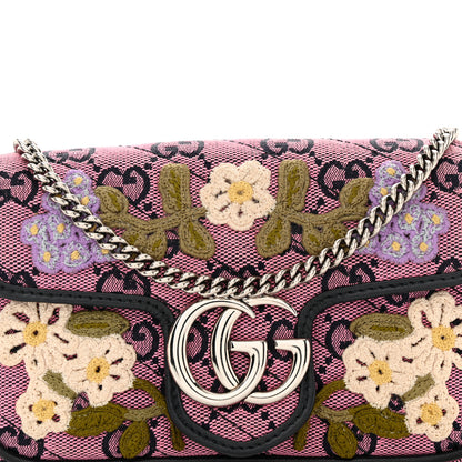 Gucci Monogram Multicolor Matelasse Diagonal Floral Embroidered Super Mini GG Marmont Shoulder Bag Pink Blue Ivory Green Lilac 8 of 12