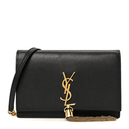 Saint Laurent Smooth Calfskin Classic Monogram Kate Tassel Chain Wallet Black 1 of 9