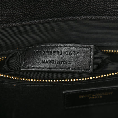 Saint Laurent Grain De Poudre Matelasse Chevron Large Monogram Satchel Black 7 of 10