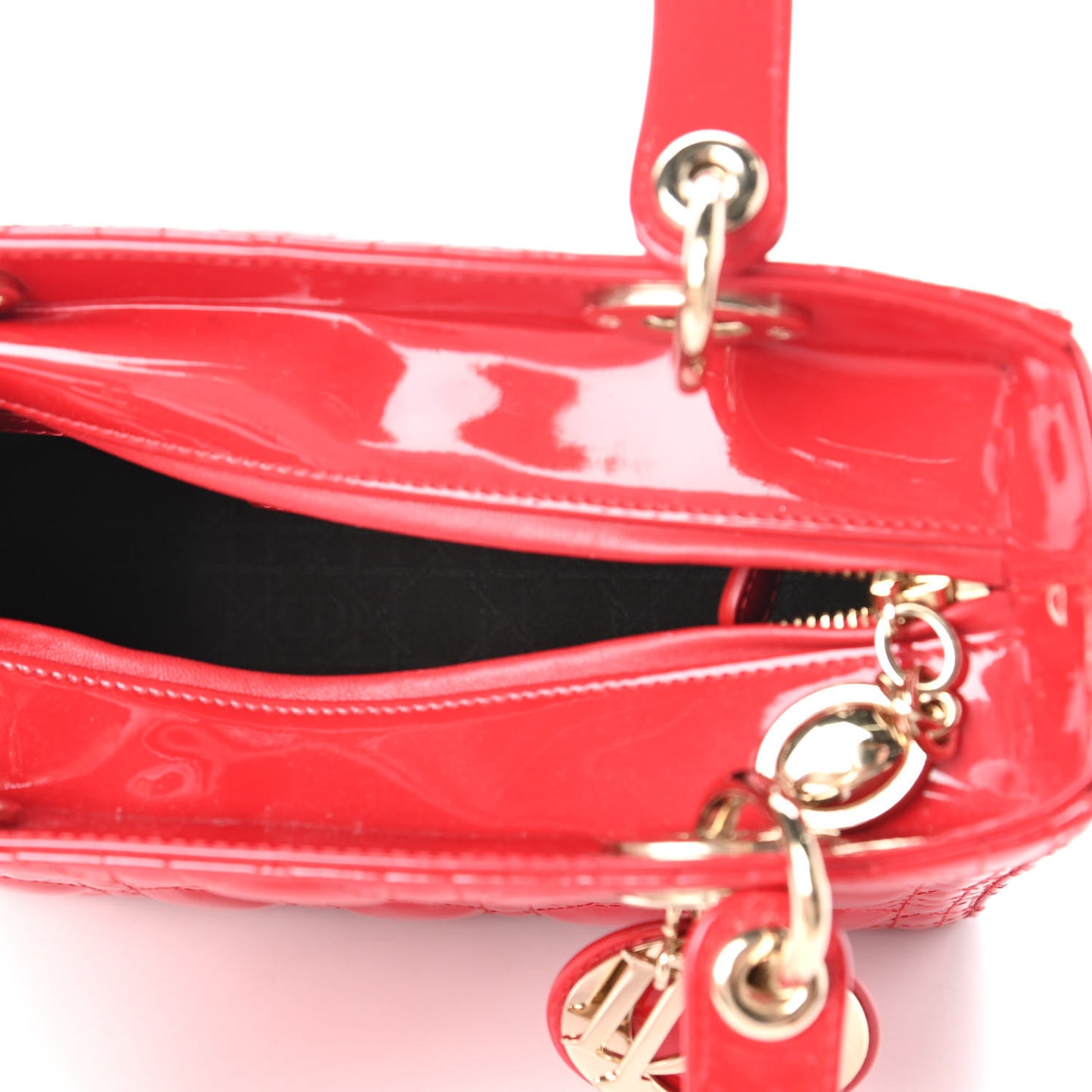 Patent Cannage Medium Lady Dior Red