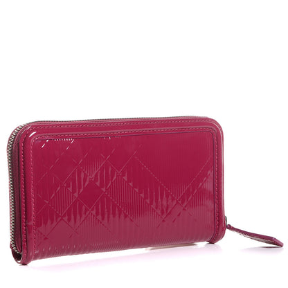 Burberry Patent Check Embossed Large Zip Around Wallet Raspberry Sorbet 3 of 8