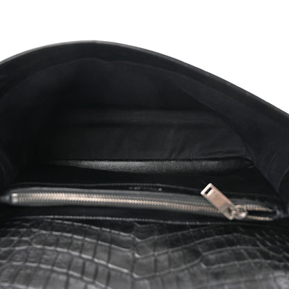 Saint Laurent Calfskin Crocodile Embossed Monogram Large College Satchel Black 4 of 9