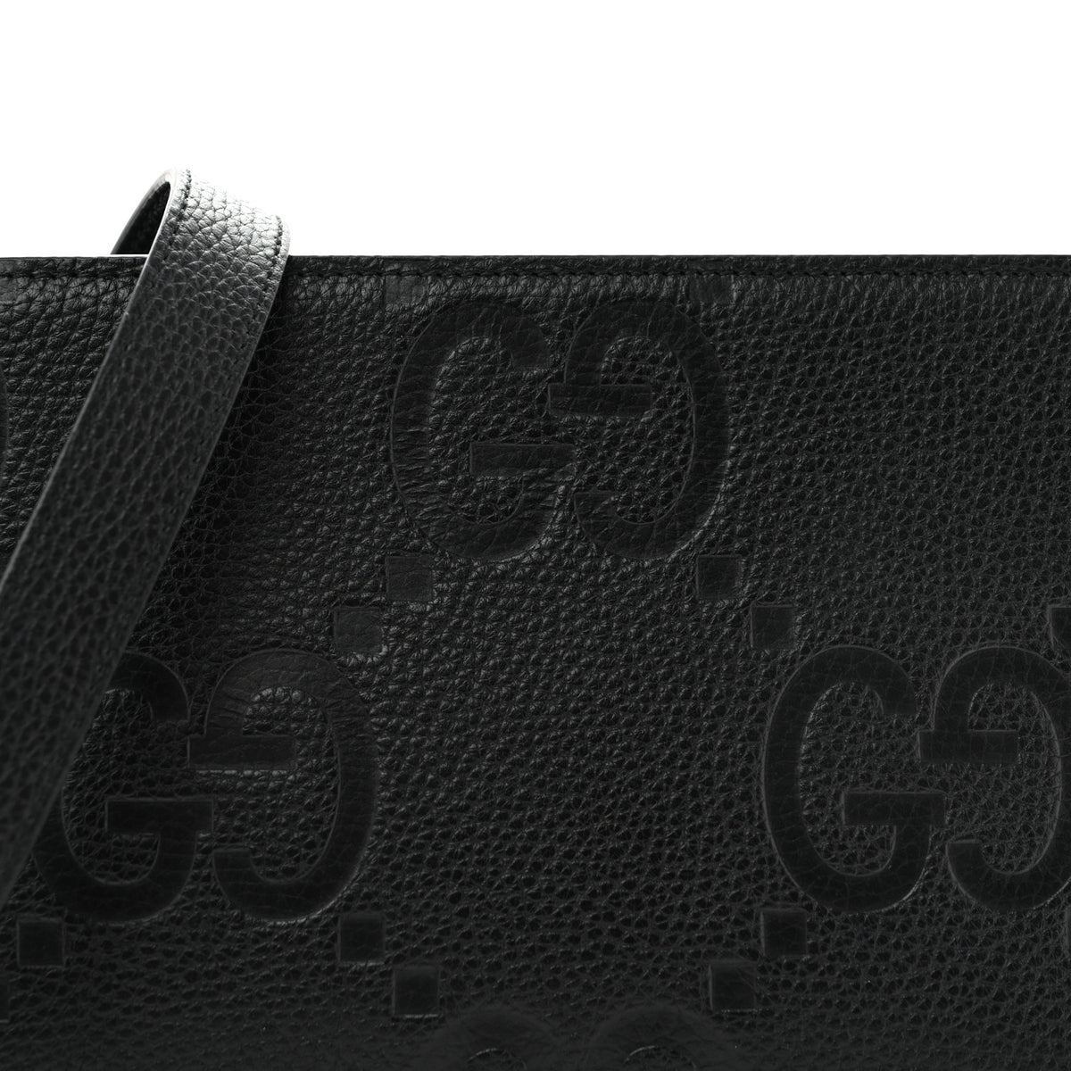 Gucci Piuma Calfskin Jumbo GG Embossed Medium Messenger Bag Black 7 of 9