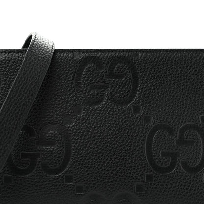 Gucci Piuma Calfskin Jumbo GG Embossed Medium Messenger Bag Black 7 of 9