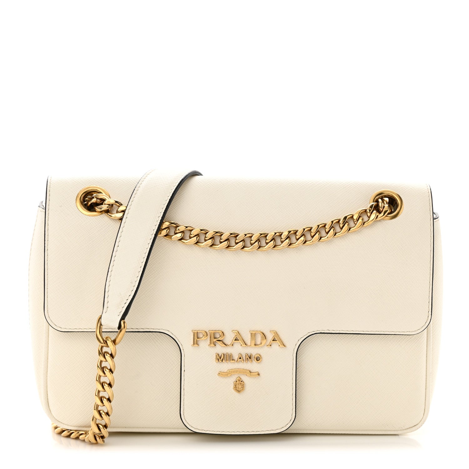 Prada Saffiano Flap Shoulder Bag Talco 1 of 13