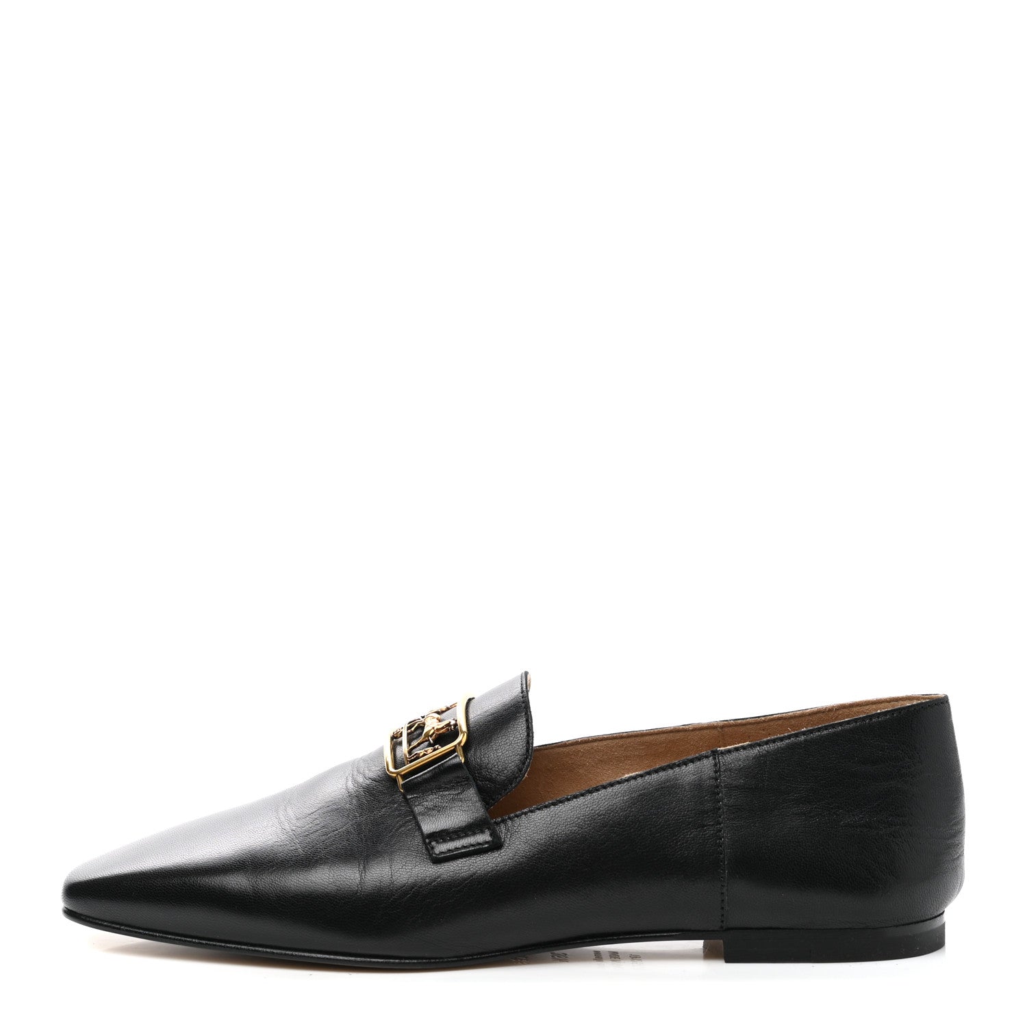 Hermes Goatskin Womens Time Loafers 36.5 Black 1 of 7