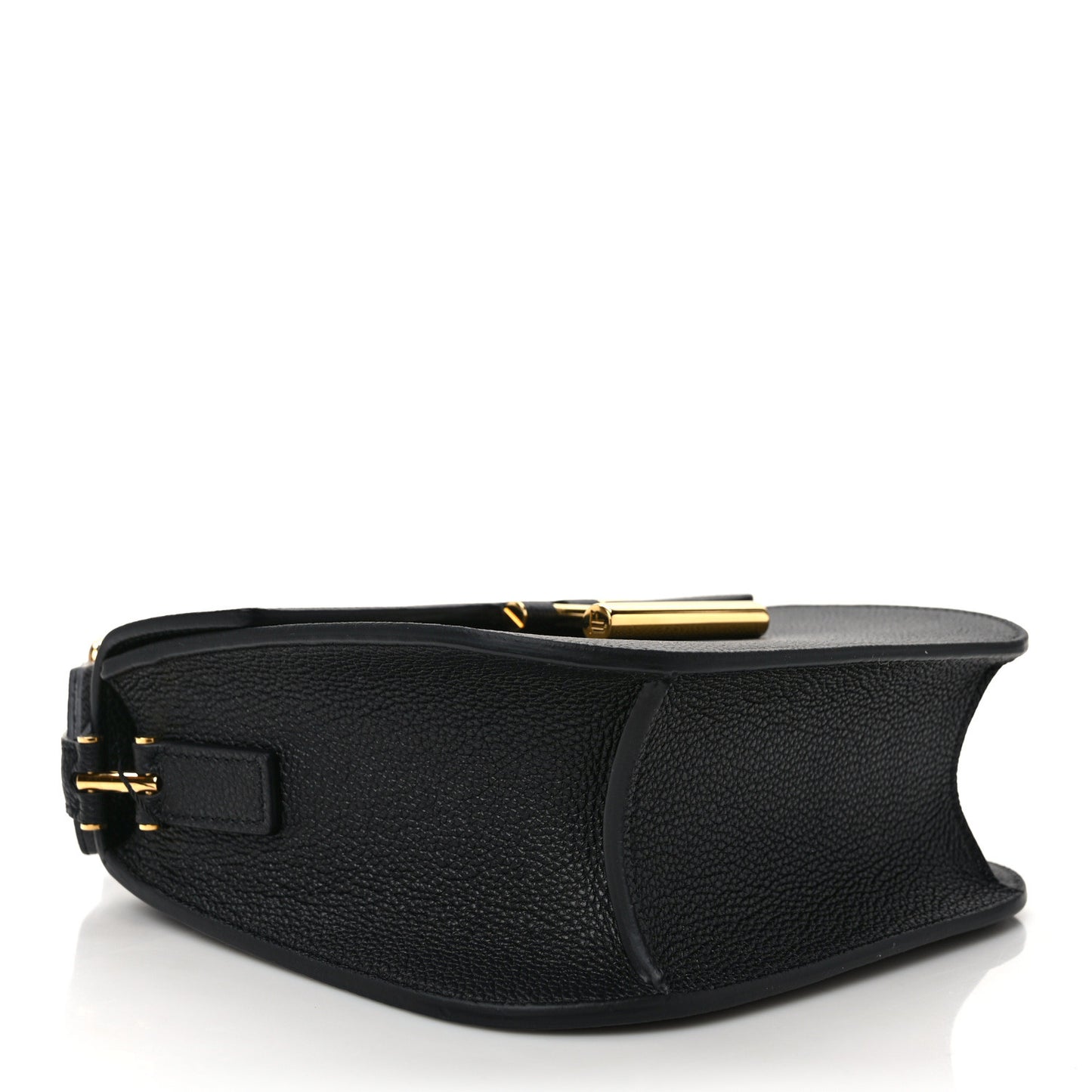Grained Calfskin Mini T Clasp Tara Crossbody Bag Black