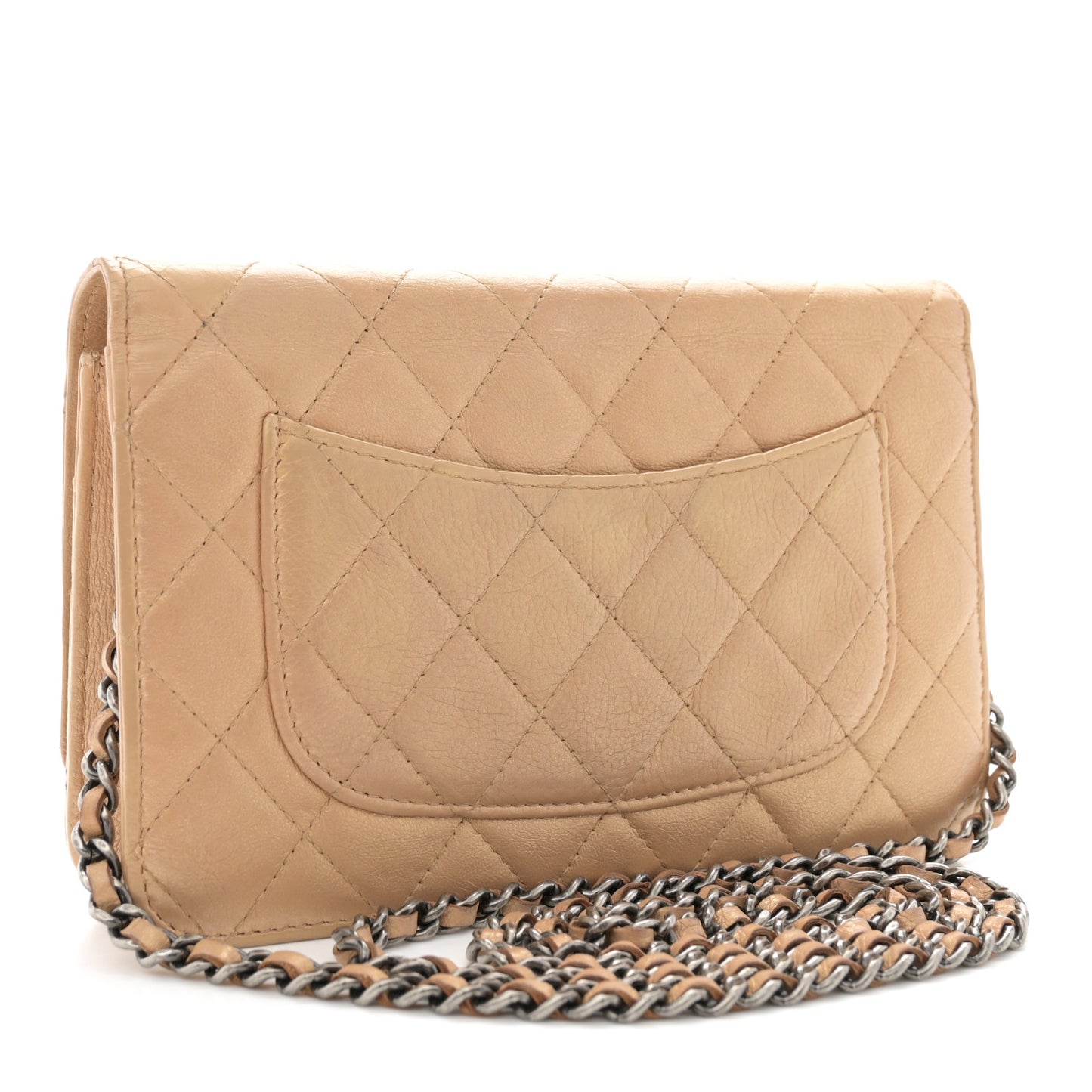 Metallic Calfskin Lucky Charms Casino 2.55 Reissue Wallet On Chain WOC Beige