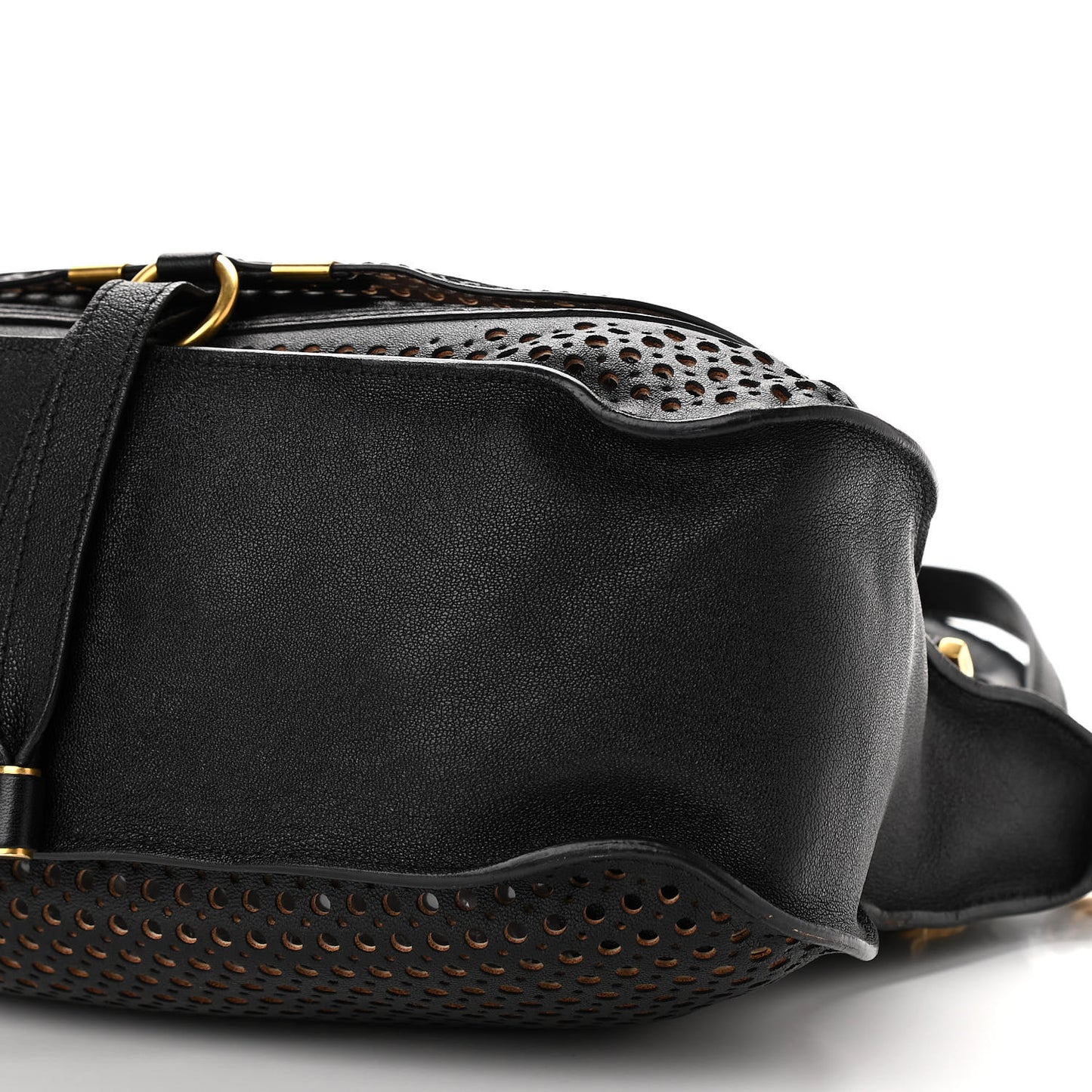 Calfskin Perforated Medium Marcie Satchel Black
