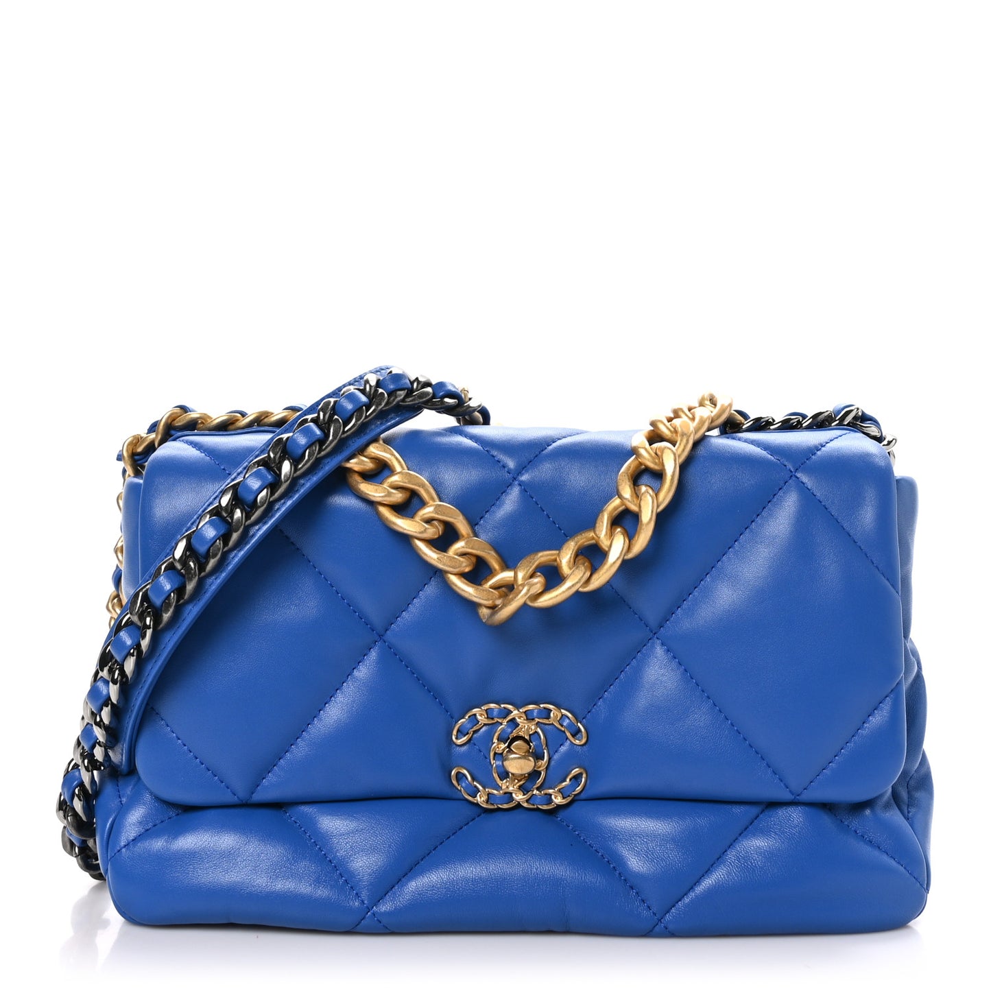Lambskin Quilted Large Chanel 19 Flap Blue