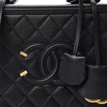 Chanel Caviar Quilted Medium CC Filigree Vanity Case Black 10 of 11