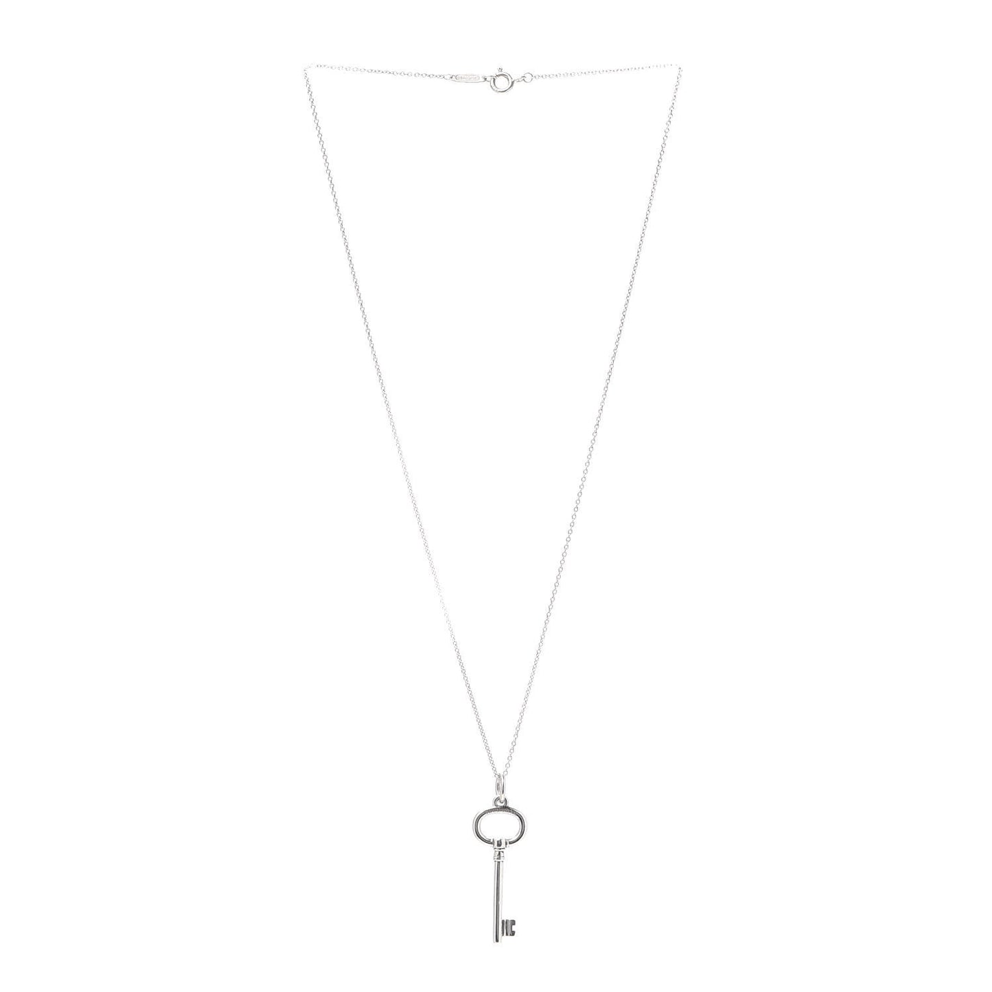 Sterling Silver Oval Key Pendant Necklace