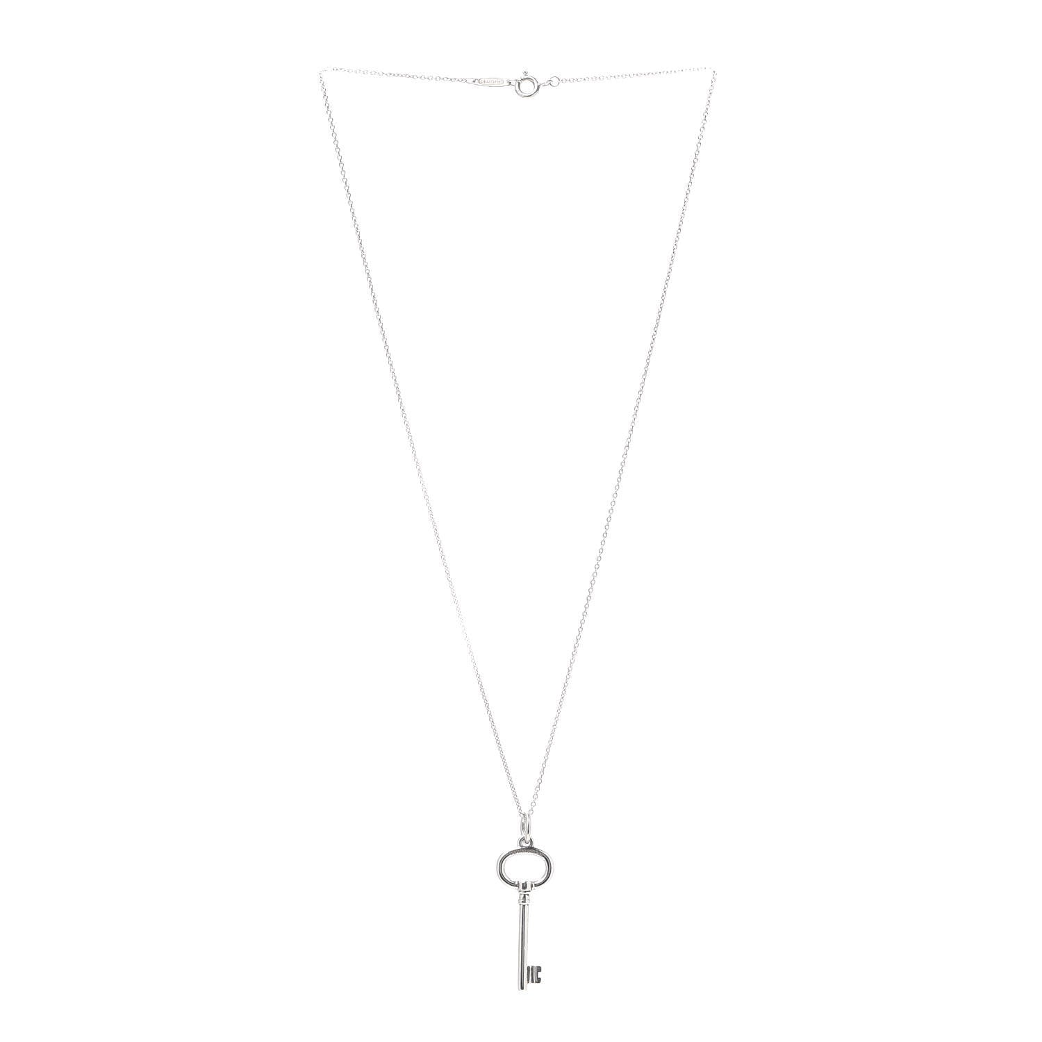 Tiffany Sterling Silver Oval Key Pendant Necklace 3 of 5