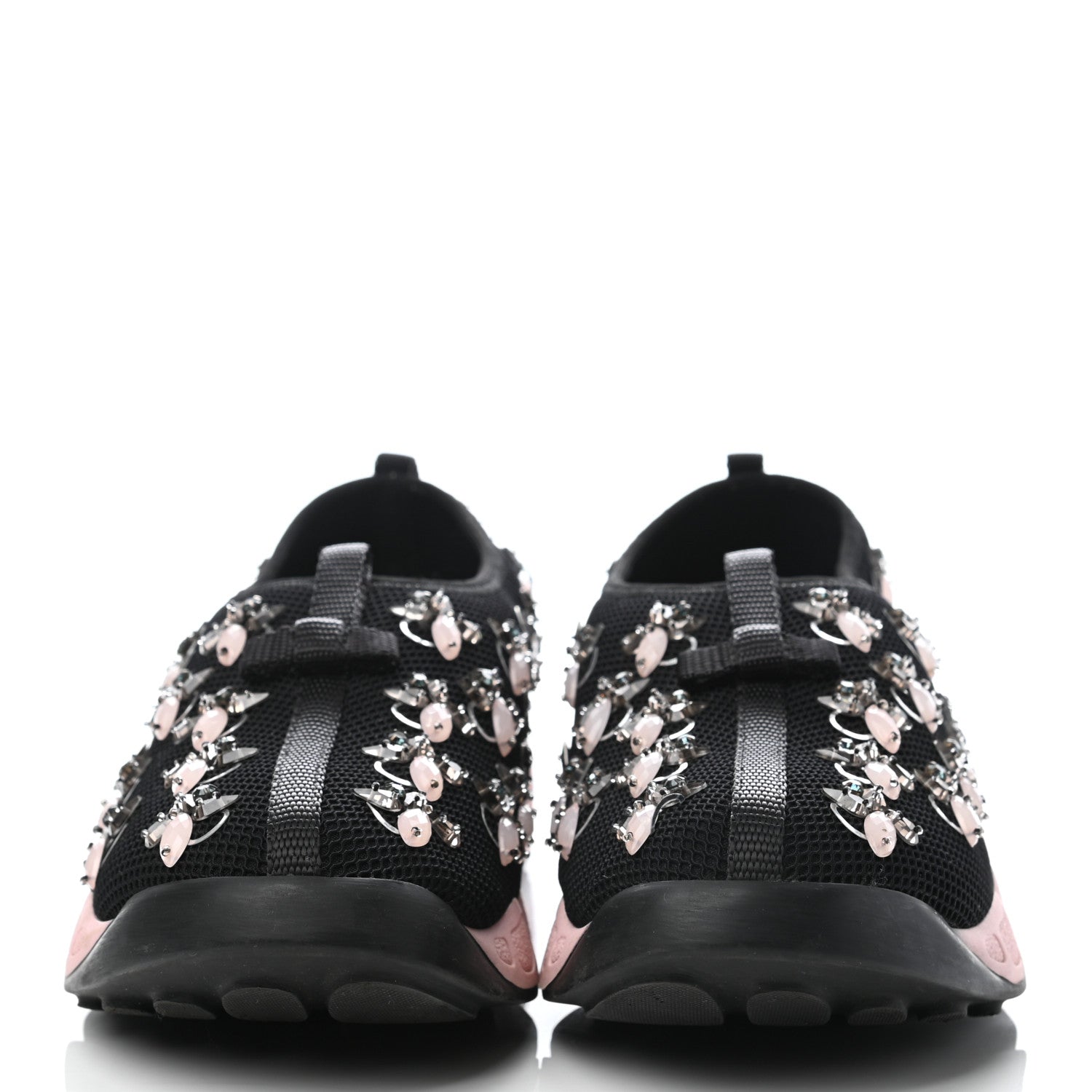 Christian Dior Technical Canvas Embellished Dior Fusion Sneakers 37.5 Black Pink 2 of 7