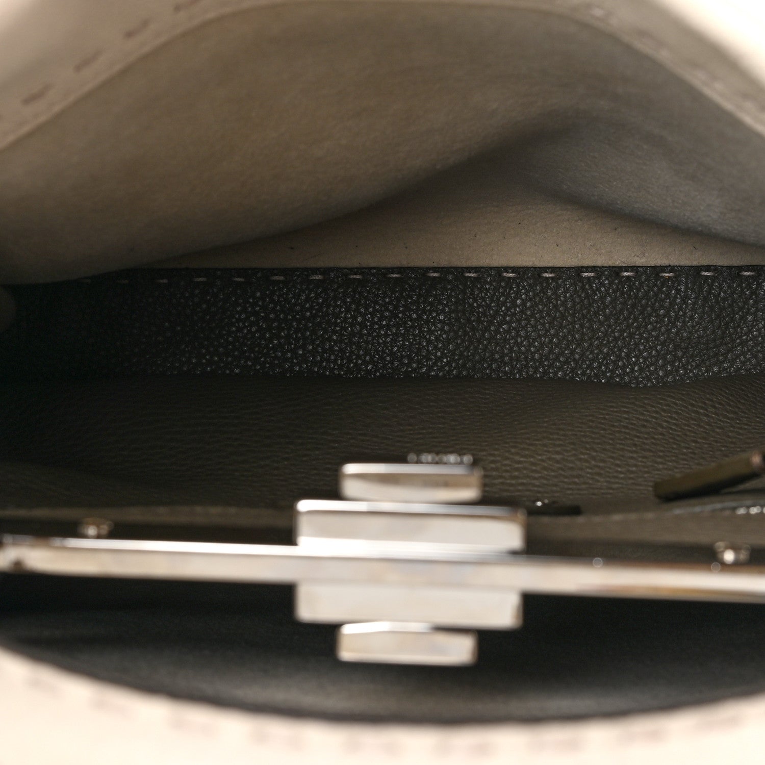 Fendi Cuoio Romano Selleria Vitello Dolce Lace Up Medium Peekaboo Iconic Satchel Camelia Milk Grigio Polvere 4 of 15