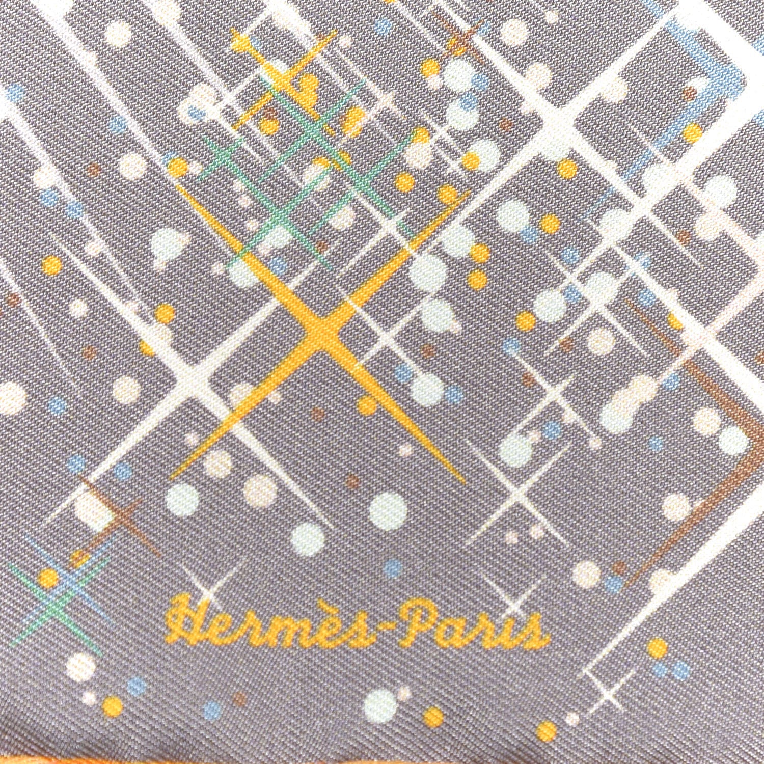 Hermes Silk Magic Kelly Pocket Square Scarf Gris Perle Soleil 2 of 5