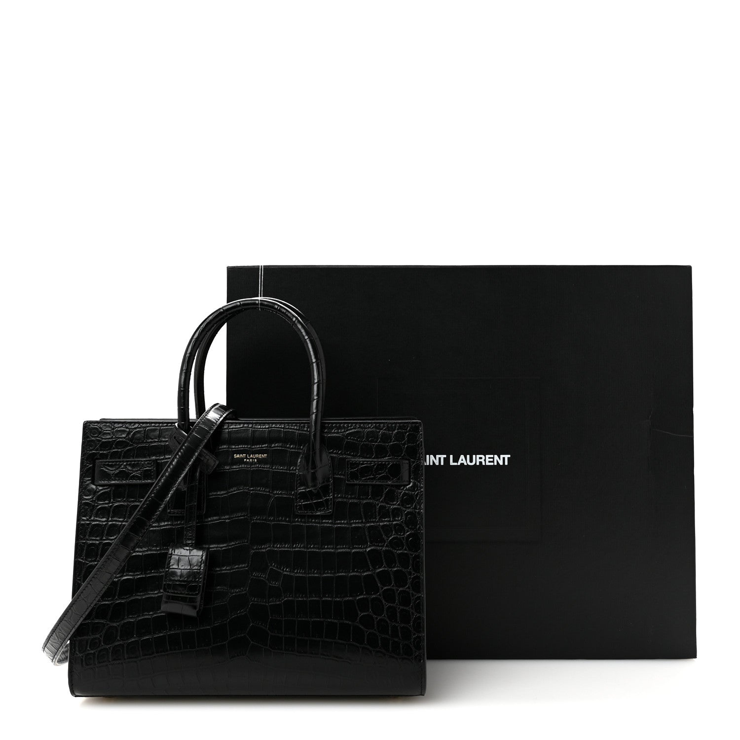 Saint Laurent Calfskin Crocodile Embossed Baby Sac De Jour Black 12 of 12