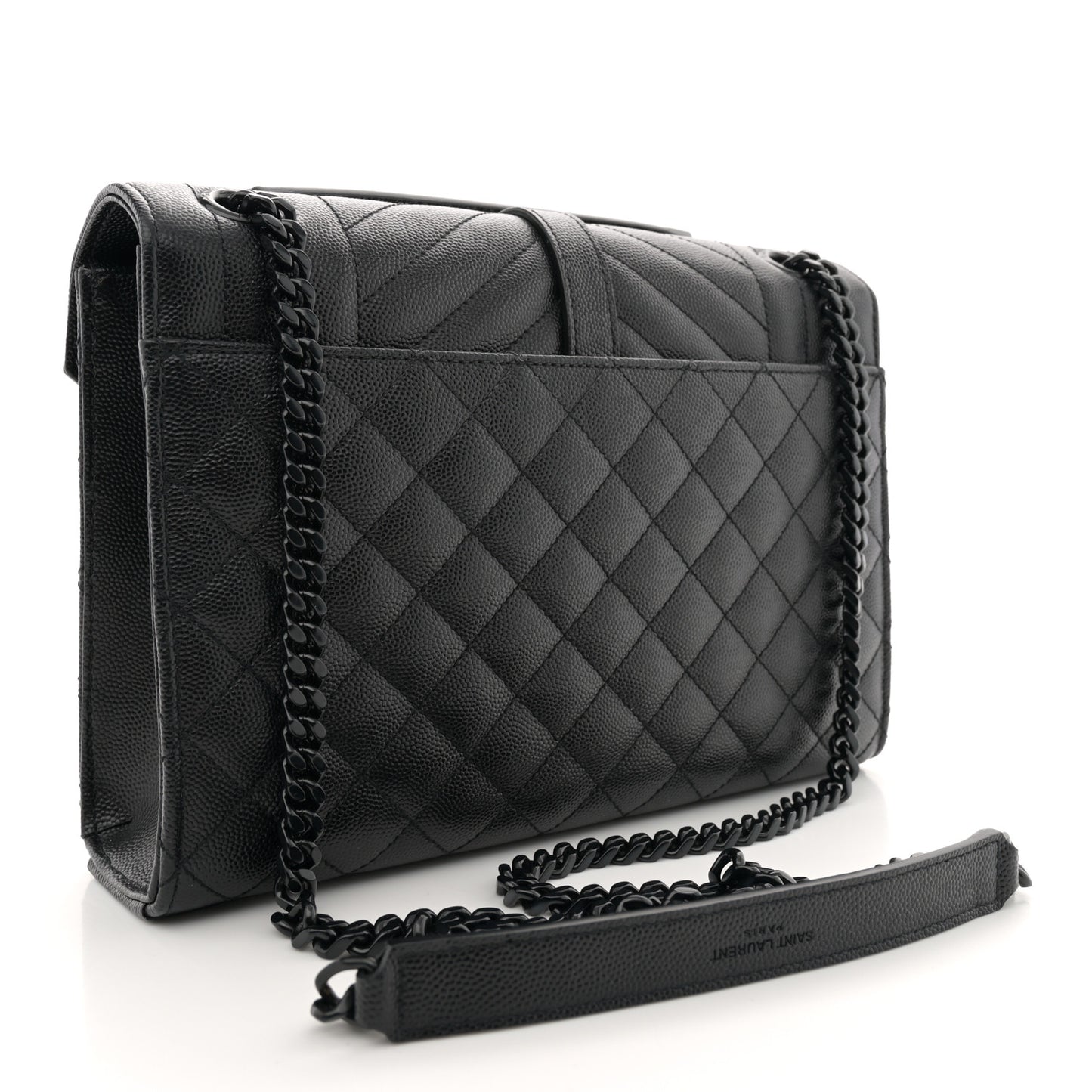 Grain De Poudre Textured Mixed Matelasse Triquilt Medium Monogram Monochrome Satchel Black