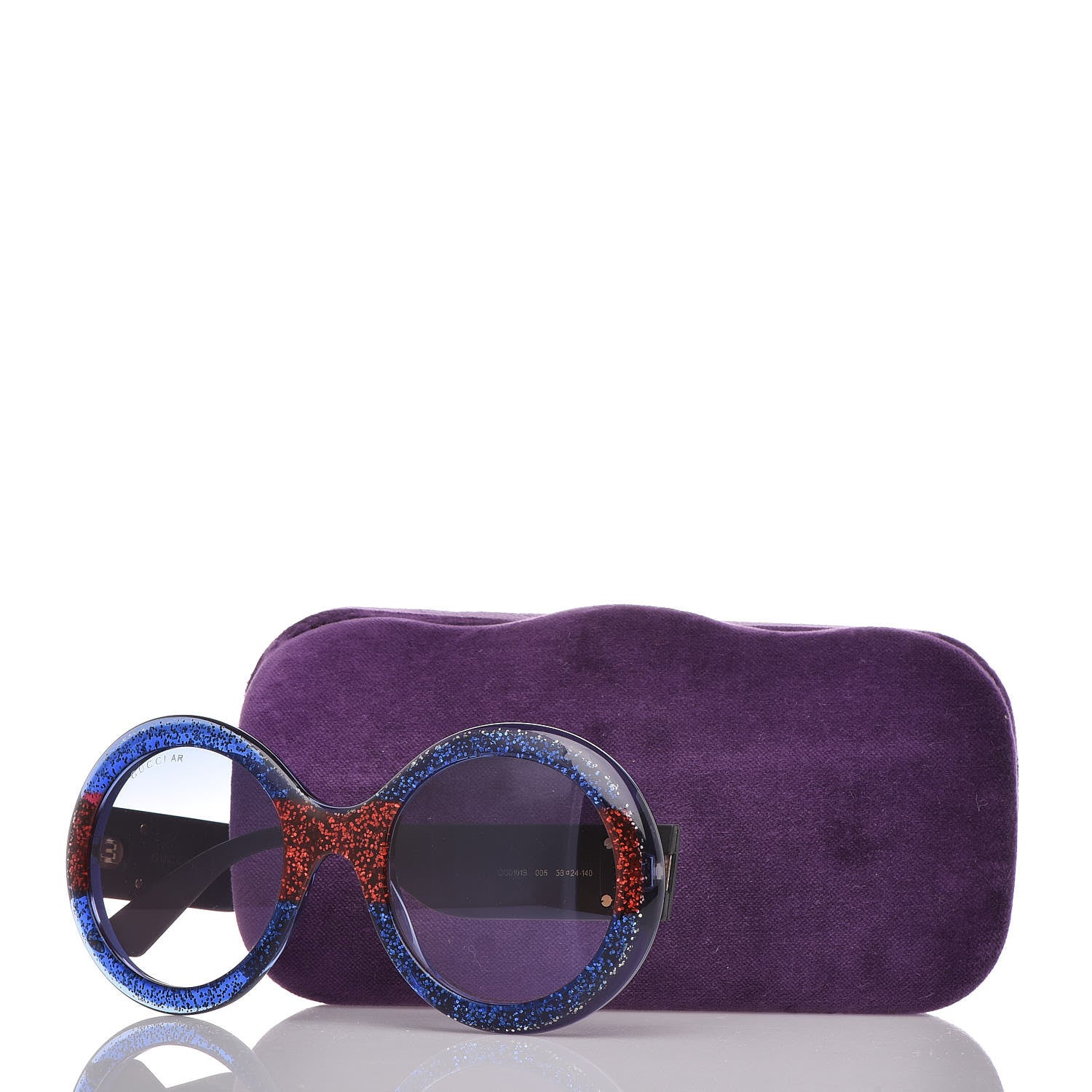 Gucci Glitter Acetate Round GG0101S Sunglasses Blue Multi 8 of 8