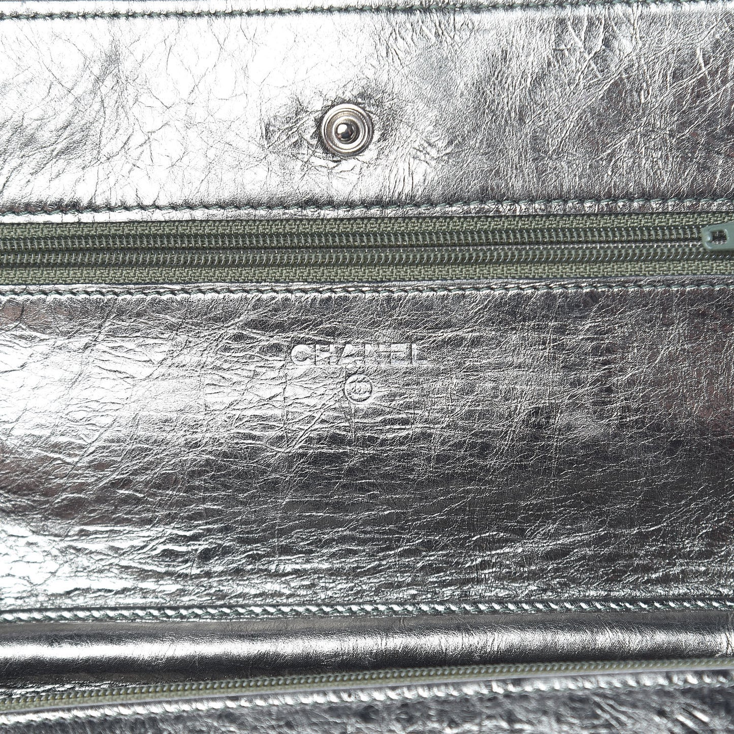 Metallic Aged Calfskin Quilted Reissue Wallet On Chain WOC Green
