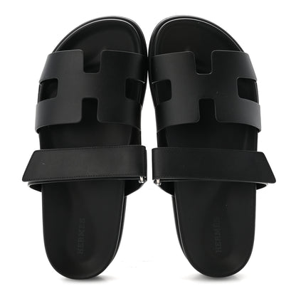 Hermes Calfskin Womens Chypre Sandals 39 Black 2 of 9