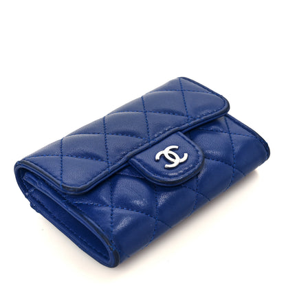Chanel Lambskin Quilted Flap Card Holder Wallet Blue 4 of 9