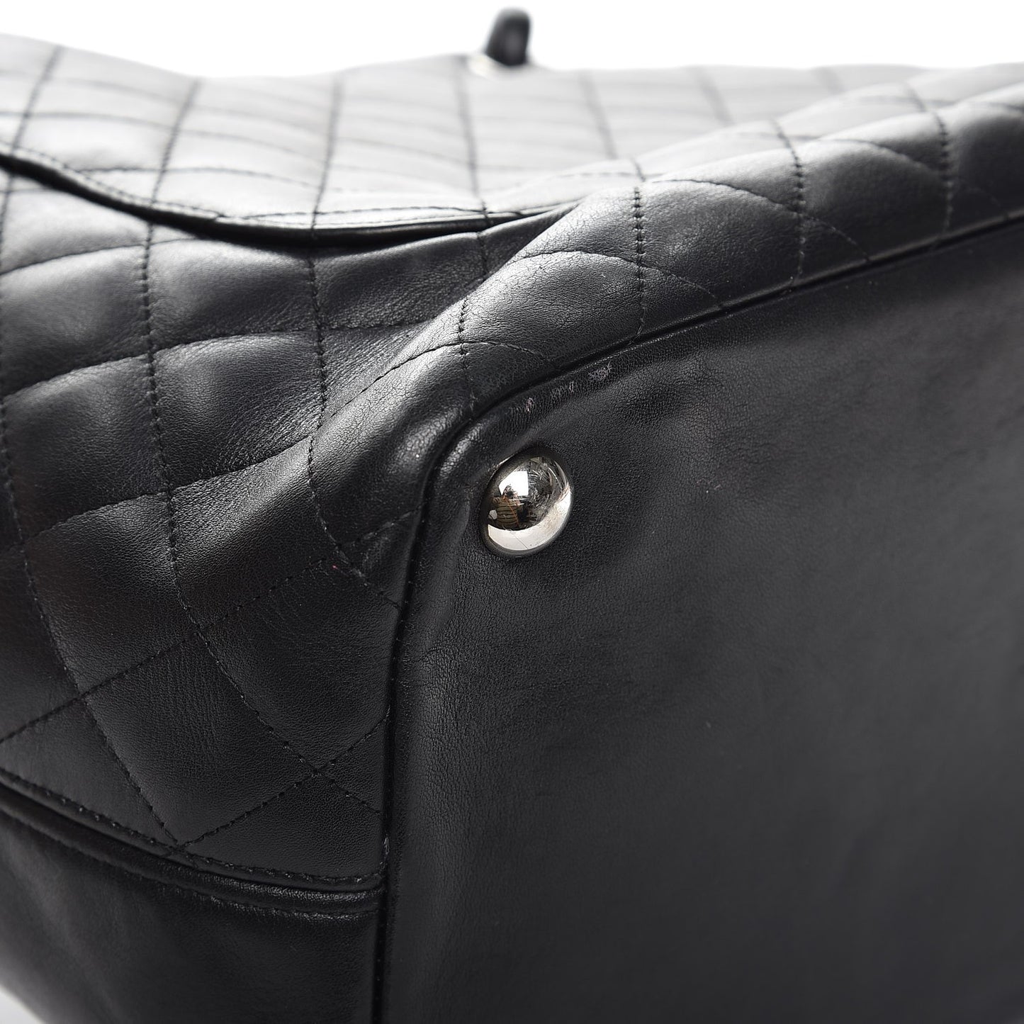 Calfskin Quilted Large Cambon Tote Black