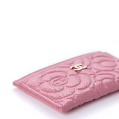 Chanel Caviar Camellia Embossed Card Holder Pink 6 of 11