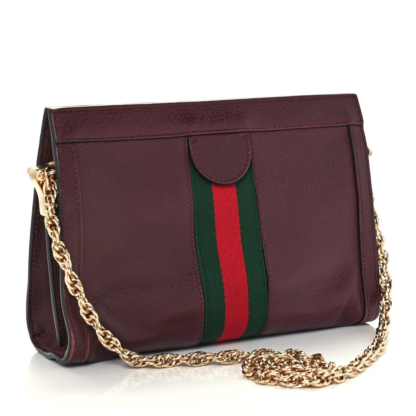 Calfskin GG Web Small Ophidia Chain Shoulder Bag Vintage Bordeaux