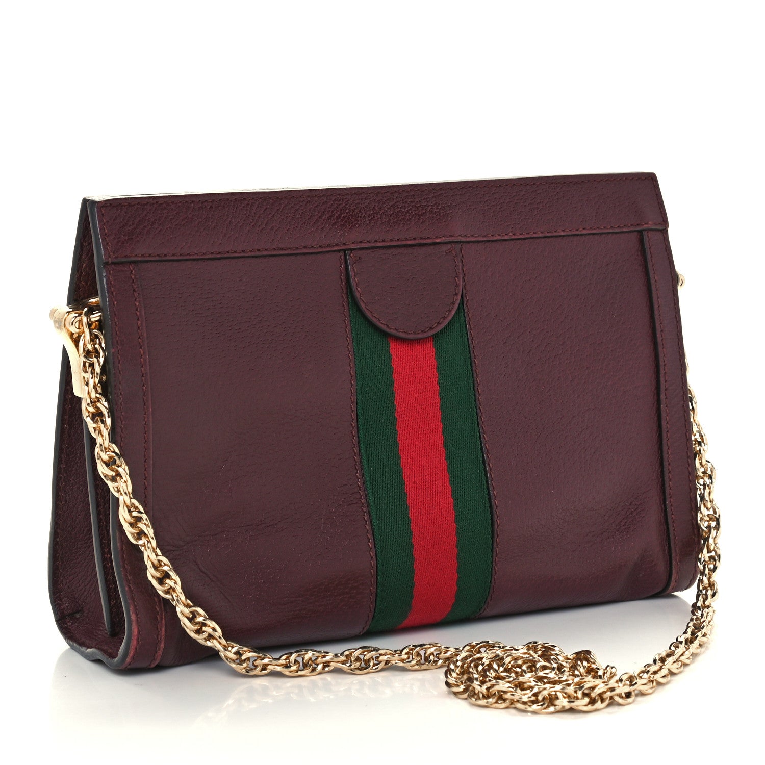 Gucci Calfskin GG Web Small Ophidia Chain Shoulder Bag Vintage Bordeaux 3 of 11