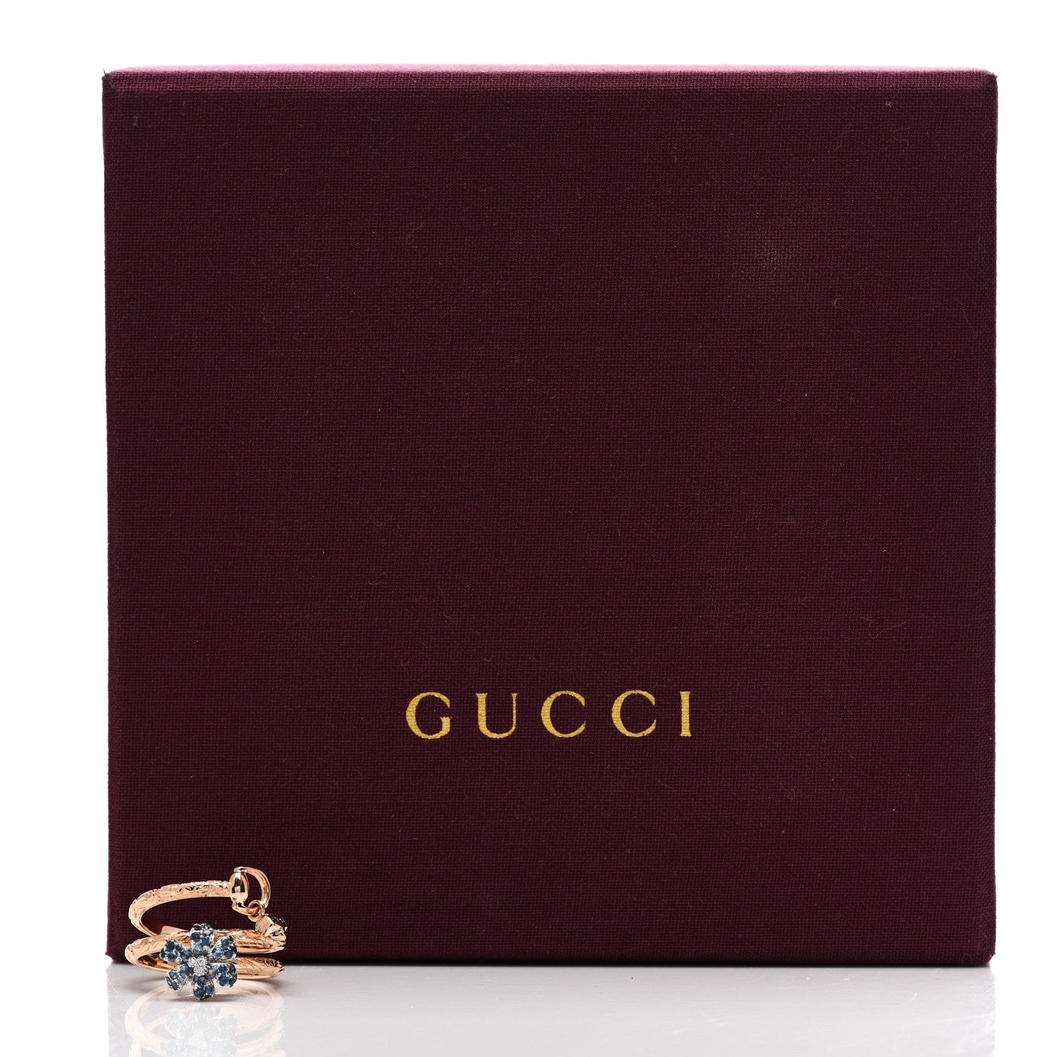 Gucci 18K Rose Gold Diamond Blue Sapphire Flora Wrap Ring 53 6.25 6 of 6